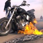 motorcycle is on fire